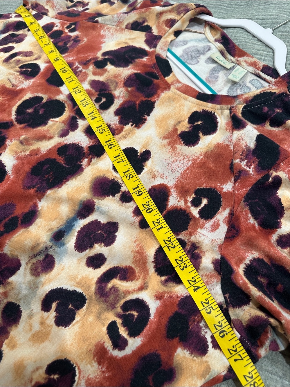 LOGO Lounge plus size by Lori Goldstein Multi-Color Leopard Print Ruffle-Hem Top - Picture 12 of 13